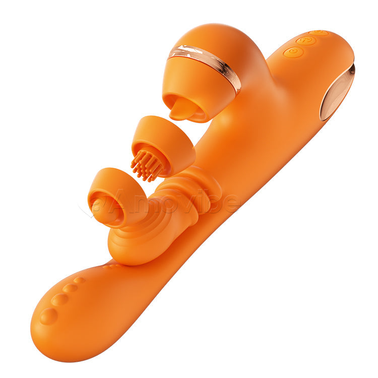 G-Punkt Vibrator mat kreesfërmeger Masséierung, Vibration & 3 Hülse fir Klitoris Tap, Kitzelen & Lecken
