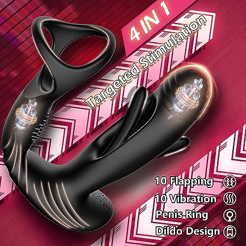 Prostata-Massagegerät mat 10 Flapp- a Vibratiounsastellungen