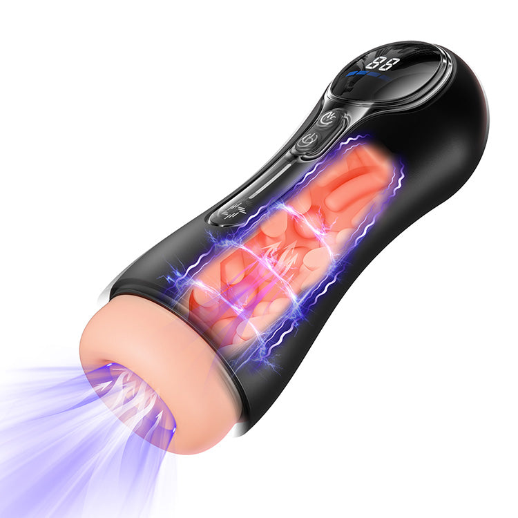 Automatesche männleche Masturbator – 4 Saugkraaften, 9 Vibratiounen, LED-Display
