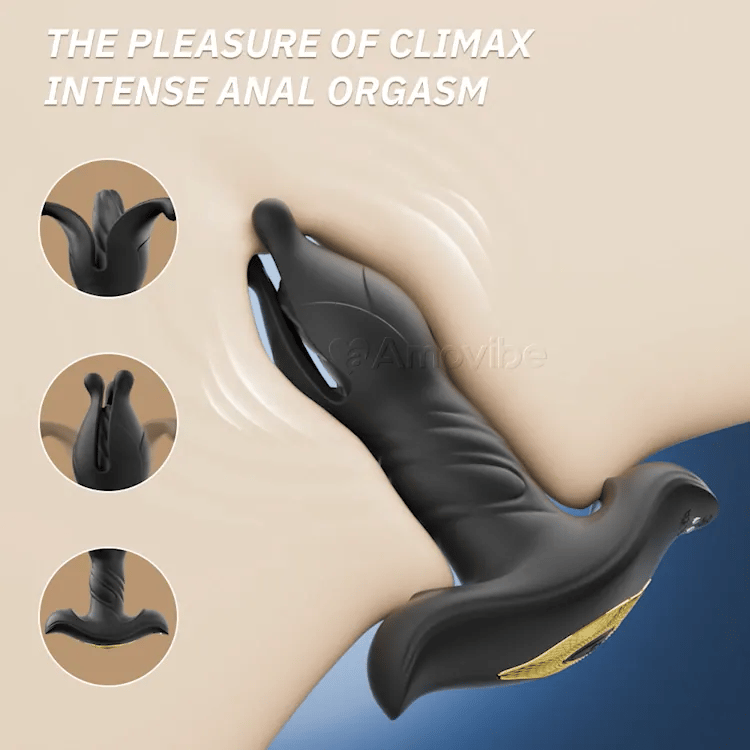 Fernsteierung Expansiv Anal Plug mat 9 Vibratiounsmodi