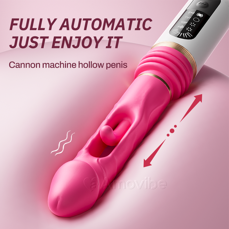 Stoussende Dildo Vibrator mat Flapp- a Vibratiounsmuster (Saugbasis abegraff)