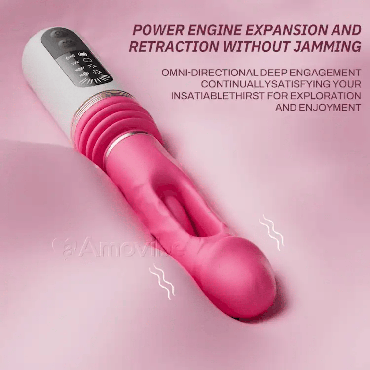 Stoussende Dildo Vibrator mat Flapp- a Vibratiounsmuster (Saugbasis abegraff)