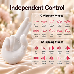 Handgeformter Wärmender Vibrator: 10 Vibrations- & 10 Klopfmodi für Dual-Finger-Stimulation