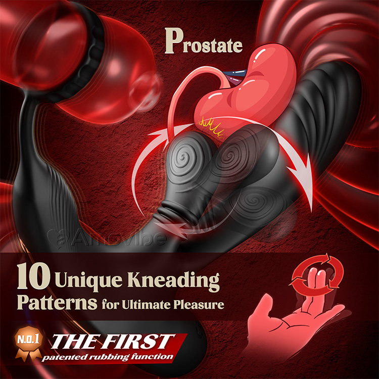 Prostata-Stimulator mat Rotatiounsfunktion a dräifacher Vibratioun