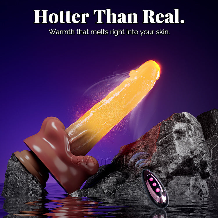 9-Zoll Mond Vibréierendildo mat Heizung & Fernbedienung