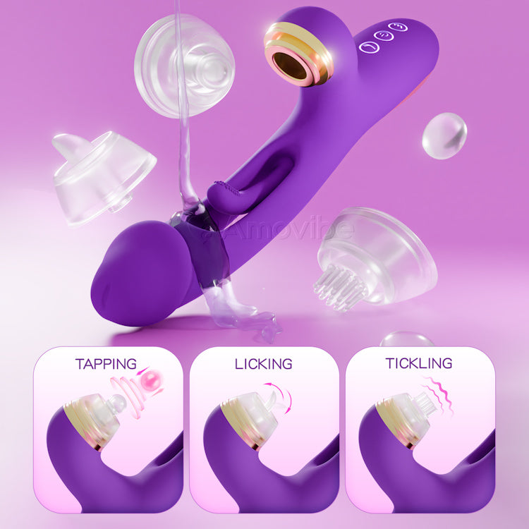 Innovative Flapping G Spot Vibrator mat Auswiesselbare Silikonhülsen fir Tapping, Kitzelen & Lecken Funktioun