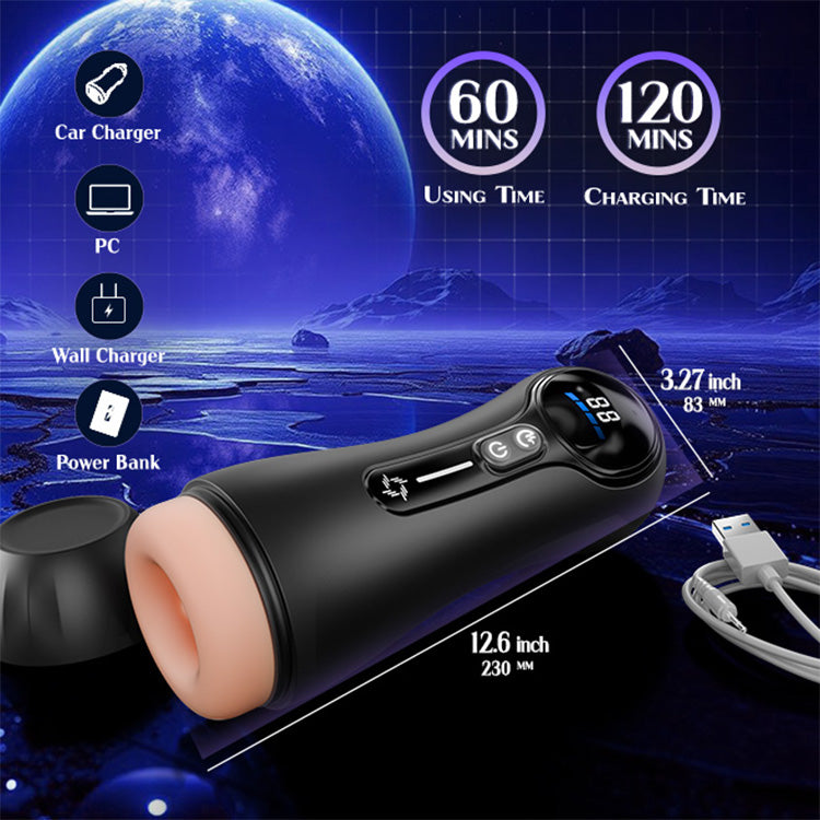 Automatesche männleche Masturbator – 4 Saugkraaften, 9 Vibratiounen, LED-Display