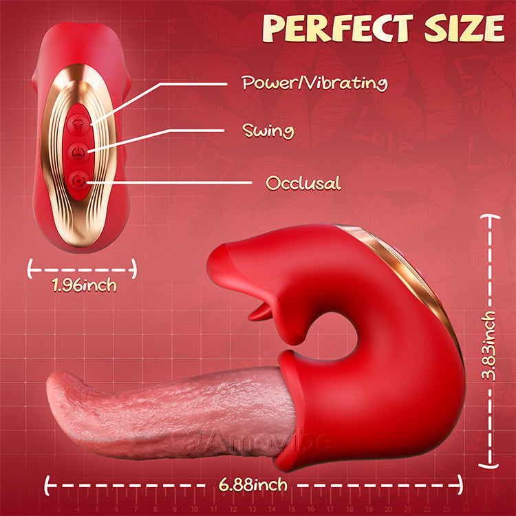 3 in 1 Dildo Vibrator - with G-Spot, Clitoris and Tongue, Waterproof