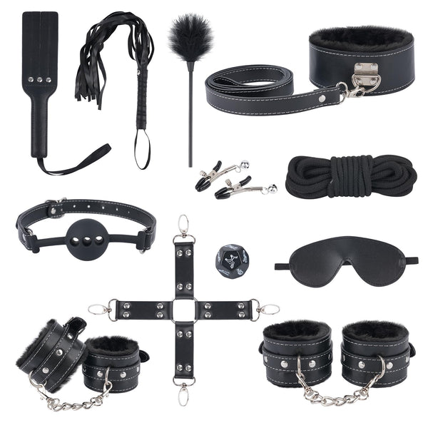 BDSM Bondage Kit – 12-Stéck Festhaltungsset fir erotesch Rollenspill & Kontroll