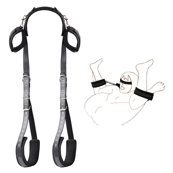 BDSM Bondage Set – Komplett Set mat Handfesselen, Oberschenkelbänner & Halsstëtzung